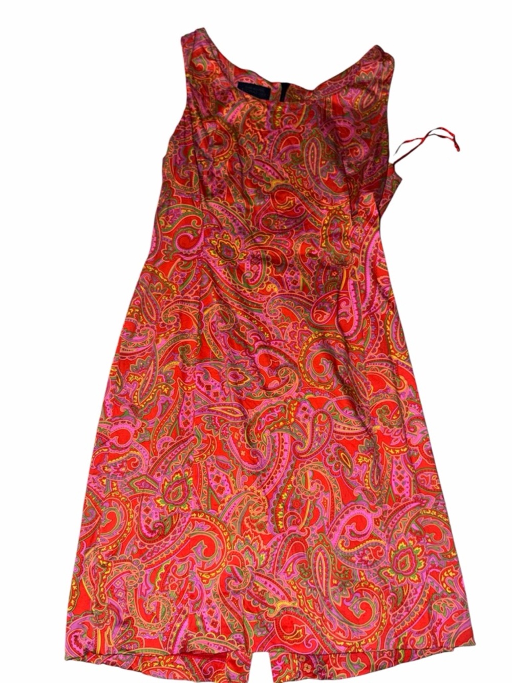 Jones New York Pink and Red Paisley Midi Dress